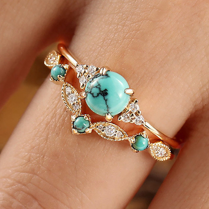 Aureva Turquoise Crown Ring Set ｜ リングセット・ゴールド