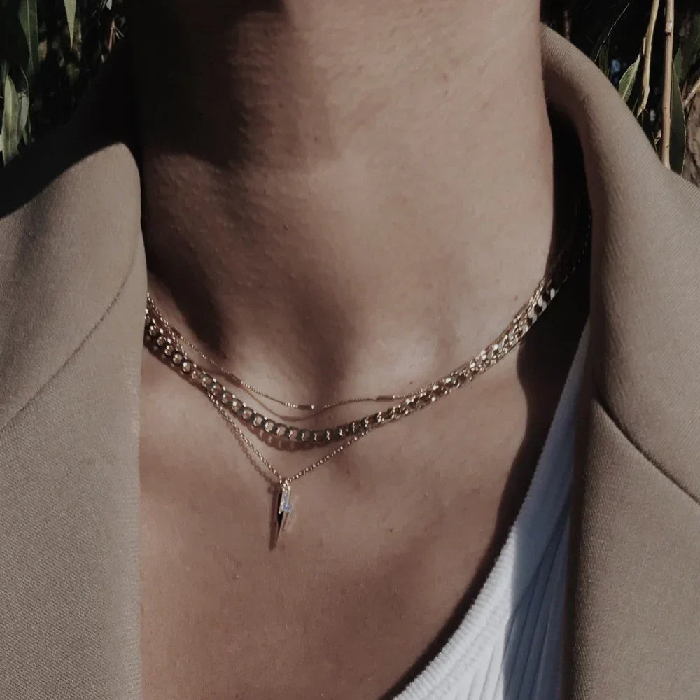 Flat Link Curb Chain Necklace ｜ ネックレス・ゴールド