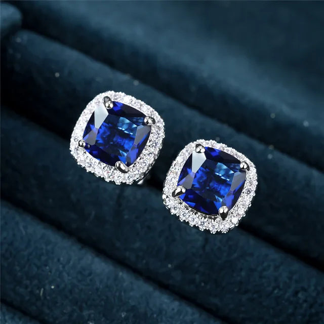 Saphir Square Stud Earrings ｜ スタッドピアス・ホワイトゴールド