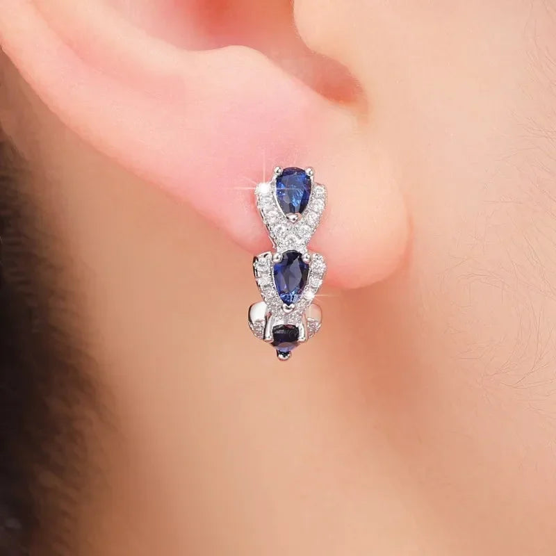 Royal Sapphire Crest Earrings ｜ ピアス・ホワイトゴールド