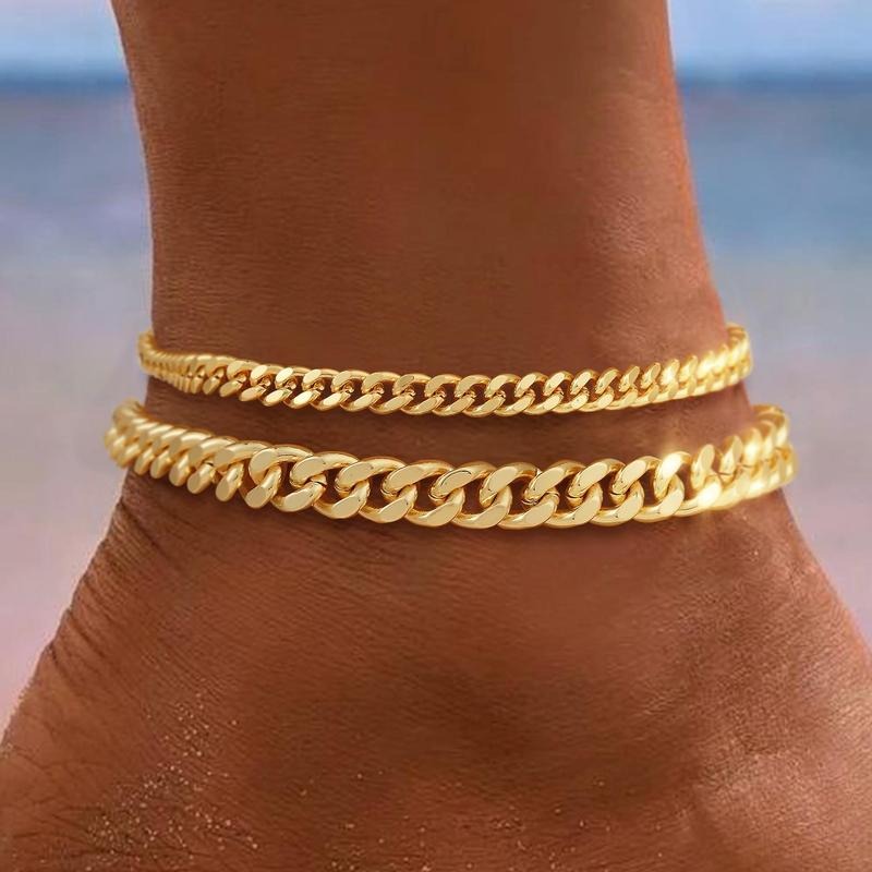 Layered Cuban Link Anklet ｜ アンクレット・ゴールド