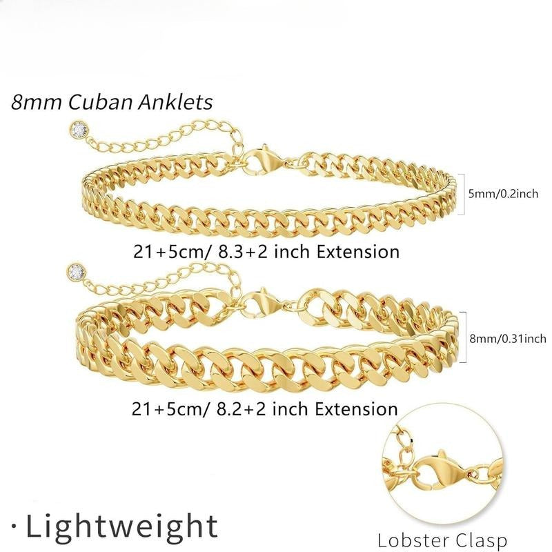 Layered Cuban Link Anklet ｜ アンクレット・ゴールド