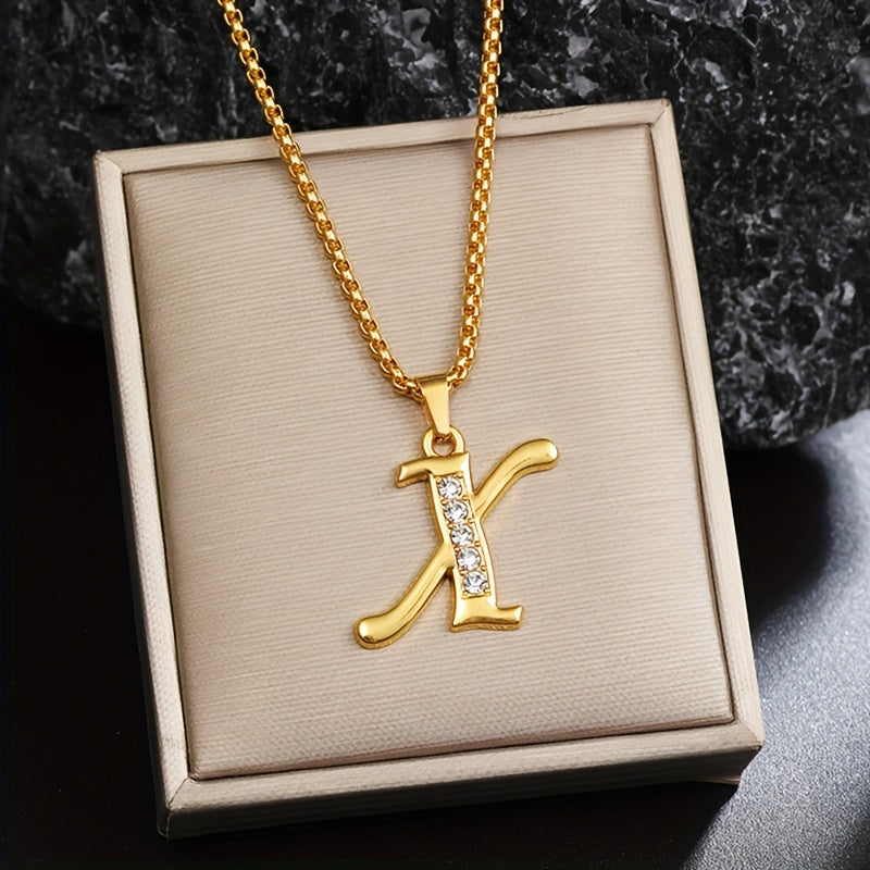 Crystal Accent Initial Necklace ｜ イニシャルネックレス・ゴールド