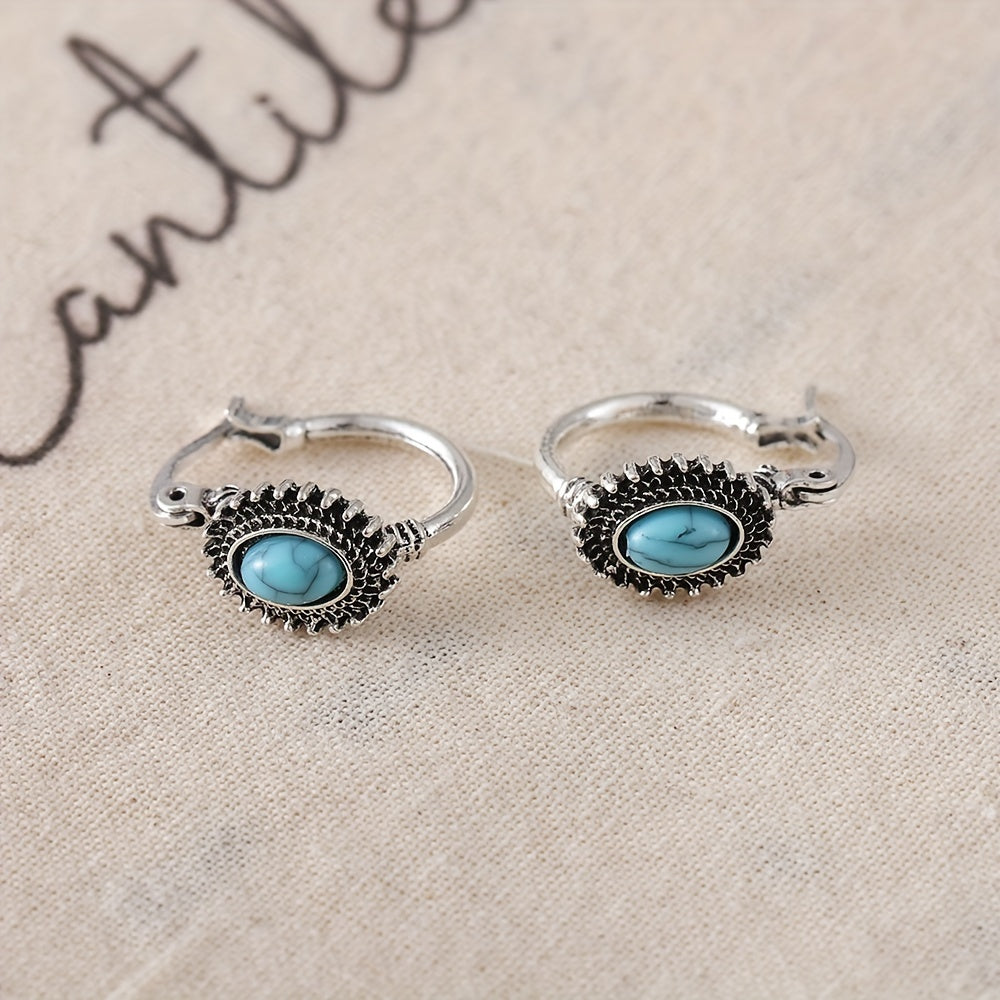 Turquoise Crest Hoop Earrings ｜ フープピアス・ホワイトゴールド