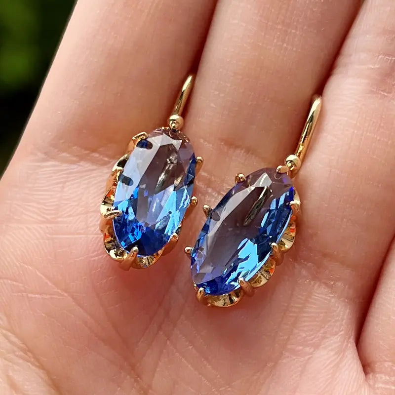 Golden Blue Bloom Earrings ｜ ピアス・ゴールド