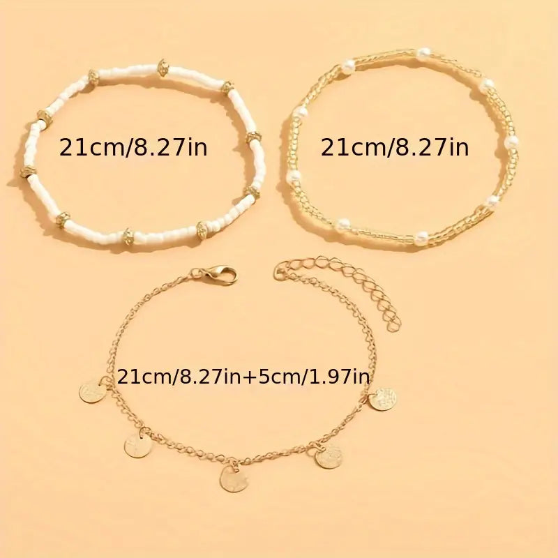 Coastal Charm 3-Piece Layered Anklet Set ｜ アンクレット・ゴールド