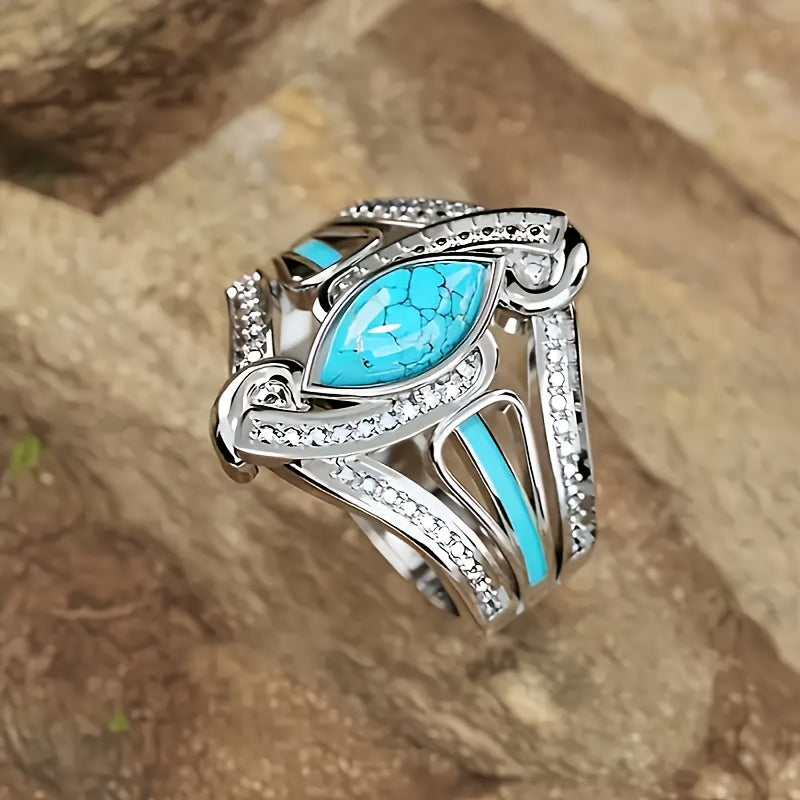 Turquoise Marquis Statement Ring ｜ リング・ホワイトゴールド