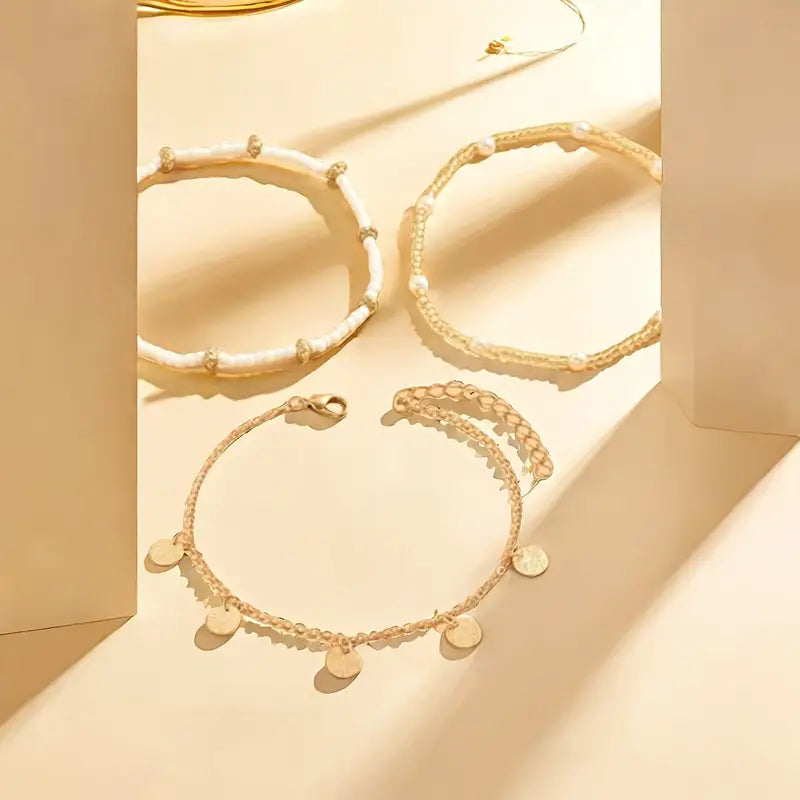 Coastal Charm 3-Piece Layered Anklet Set ｜ アンクレット・ゴールド