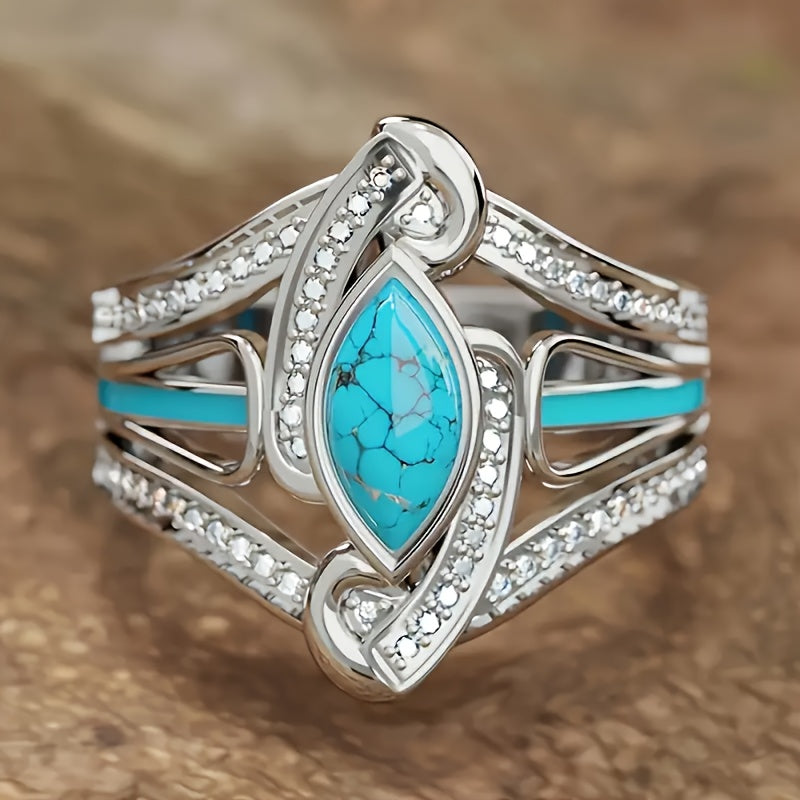 Turquoise Marquis Statement Ring ｜ リング・ホワイトゴールド