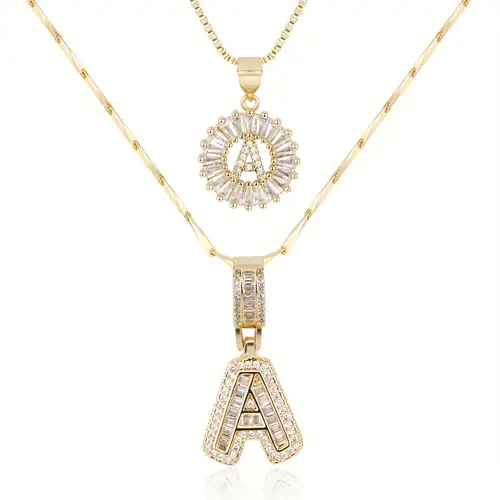 Pave Letter Initial Necklace Set ｜ イニシャルネックレス・ゴールド