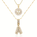 Pave Letter Initial Necklace Set ｜ イニシャルネックレス・ゴールド