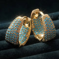 Golden-Tone Turquoise Beaded Hoop Earrings ｜ フープピアス・ゴールド