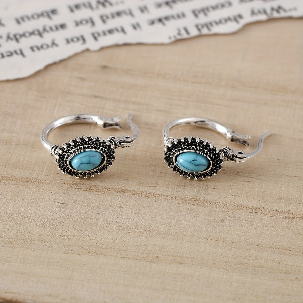 Turquoise Crest Hoop Earrings ｜ フープピアス・ホワイトゴールド