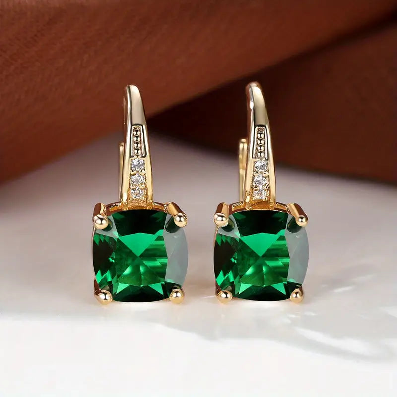 Mystic Sapphire Stone Hoop Earrings ｜ フープピアス・ゴールド