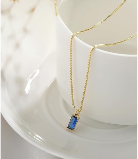 Minimalist Sapphire Pendant Necklace ｜ ペンダントネックレス・ホワイトゴールド