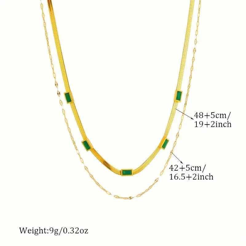 Sorella Gem Double-Layer Retro Necklace ｜ ネックレス・ゴールド