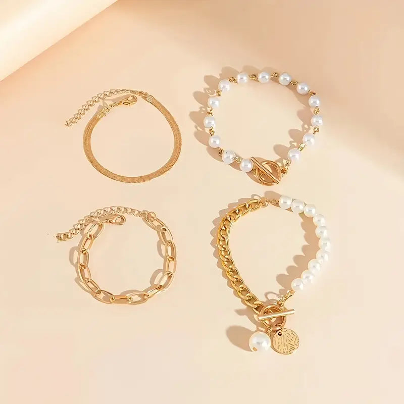 Chic Gold 4-Piece Bracelet Set ｜ ブレスレットセット・ゴールド