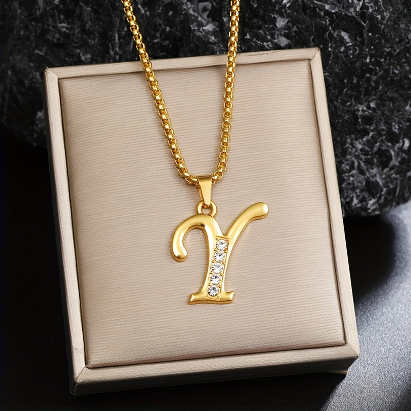 Crystal Accent Initial Necklace ｜ イニシャルネックレス・ゴールド