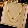 Sorella Gem Double-Layer Retro Necklace ｜ ネックレス・ゴールド