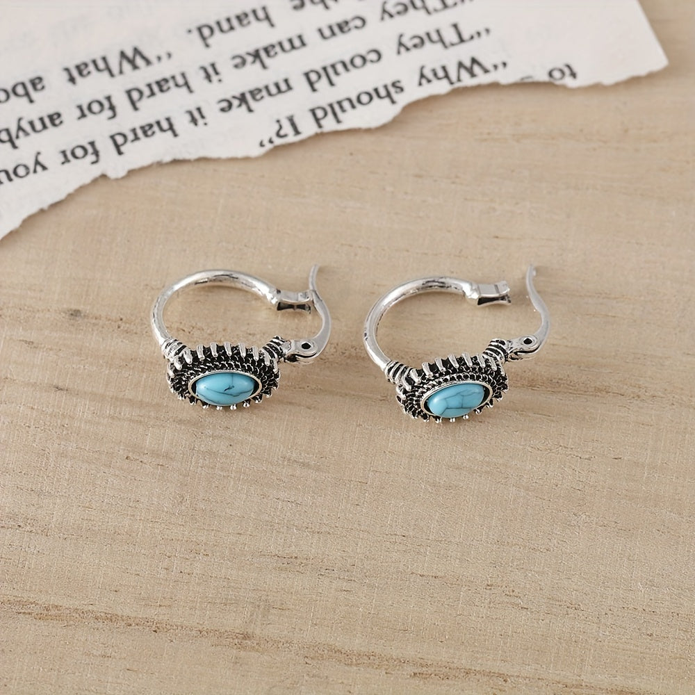 Turquoise Crest Hoop Earrings ｜ フープピアス・ホワイトゴールド