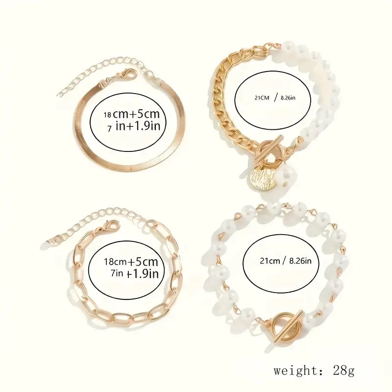 Chic Gold 4-Piece Bracelet Set ｜ ブレスレットセット・ゴールド