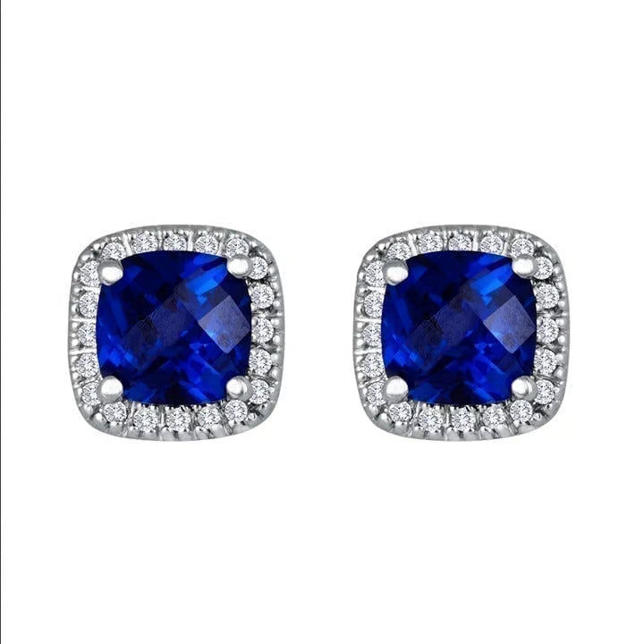 Saphir Square Stud Earrings ｜ スタッドピアス・ホワイトゴールド